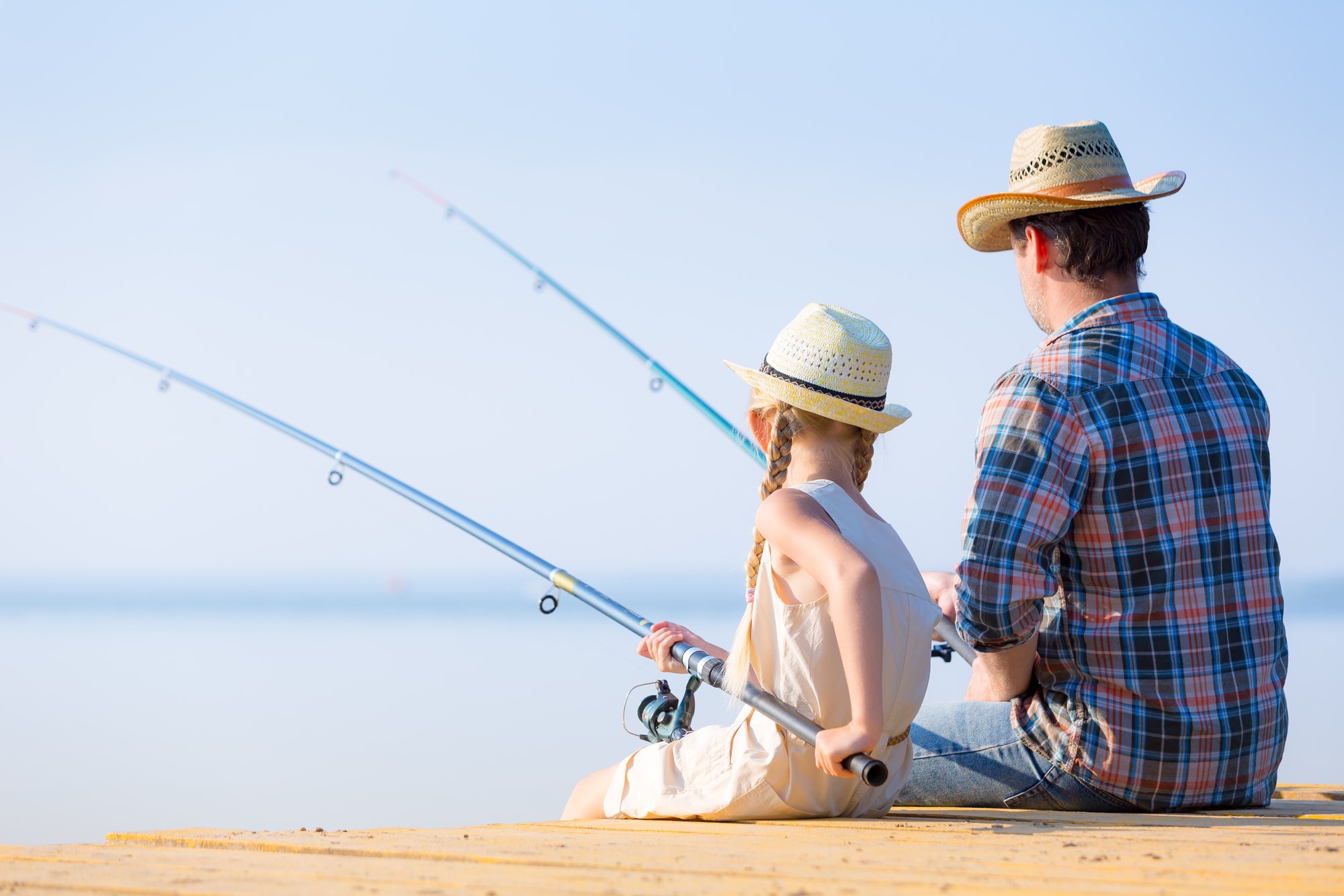 Father and daughter fishing